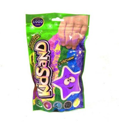 Кинетический песок Danko Toys KidSand в пакете с блёстками 1000 г фиолетовый KS-03-01 фото 1
