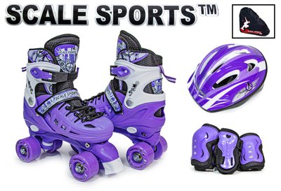 Раздвижные ролики квады 29-33 с комплектом защиты и шлемом Scale Sport Фиолетовый фото 1
