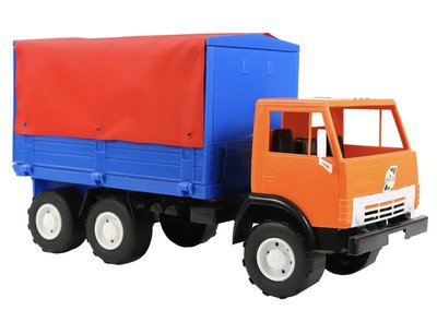 Іграшкова вантажівка Оріон Камаз з тентом 44 см помаранчева 488 фото 1