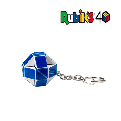 Мини-головоломка RUBIK`S – Змейка бело-голубая (с кольцом) фото 1