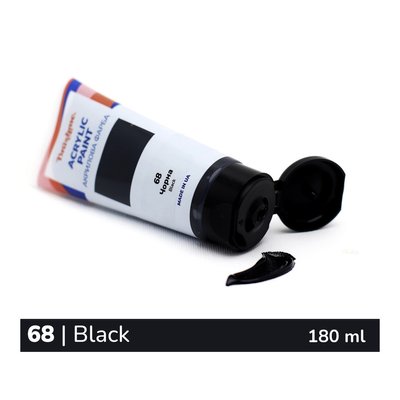 Художественная глянцевая акриловая краска BrushMe цвет "Черная" 180 мл TBA180068 фото 1