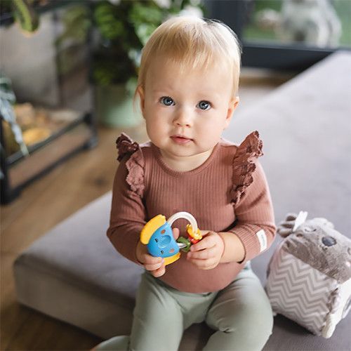 Брязкальце з прорізувачем 0м+ Babyono Слоненя блакитне фото 3