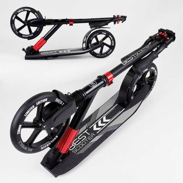 Самокат двоколісний алюмінієвий Best Scooter Big Wheels чорний з червоним 36956 фото 6