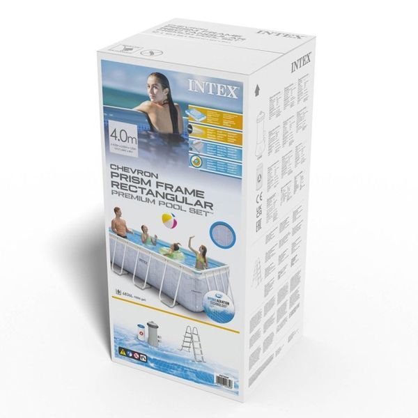 Каркасний прямокутний басейн Intex Prism Frame 6836 л 400x200x100 см сходи, картриджний насос-фільтр 26780 фото 10