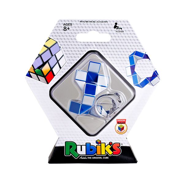 Міні-головоломка RUBIK`S – Змійка біло-блакитна (з кільцем) фото 4