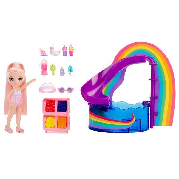 Ігровий набір з лялькою RAINBOW HIGH серії "Littles" Веселкове свято в басейні з аксесуарами 15 см 522249 фото 2