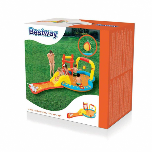 Дитячий надувний ігровий центр Bestway Боулінг з гіркою 435х213х17см об'єм 314 л BW 53068 фото 2