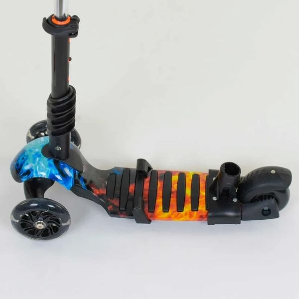 Дитячий самокат - трансформер 5 в 1 з підсвічуванням Best Scooter Кошик з чорним принтом з синім 21500 фото 3