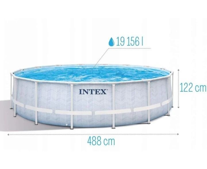 Каркасный круглый бассейн Intex Chevron Prism Frame 19156 л 488х122 см с насос-фильтром и аксессуарами 26746 фото 2