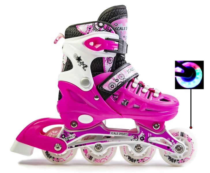 Детские раздвижные ролики 29-33 Scale Sports Pink с подсветкой переднего колеса фото 2