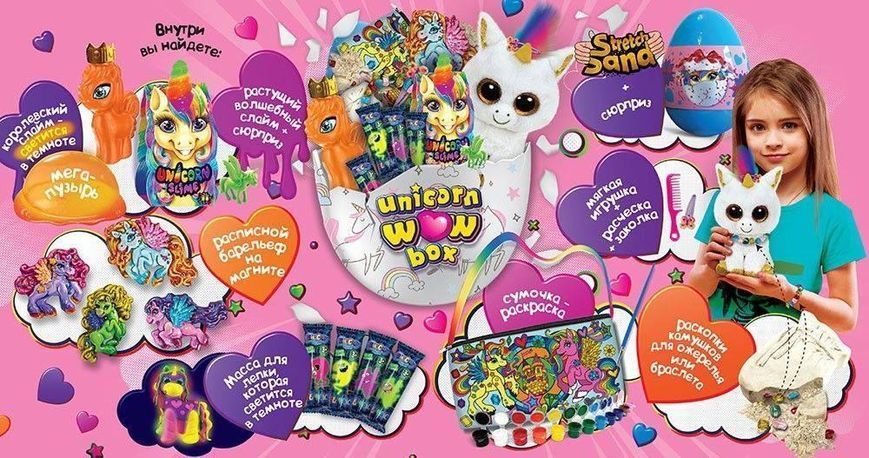 Яйце - сюрприз для дівчаток Danko Toys Unicorn WOW Box укр фіолетовий UWB-01-01U фото 3