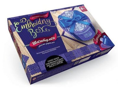 Набор для вышивания Danko Toys Шкатулка Embroidery Box Синяя с бантом EMB-01-02 фото 1