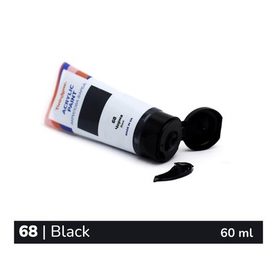 Художня глянсова акрилова фарба BrushMe колір "Чорна" 60 мл TBA60068 фото 1