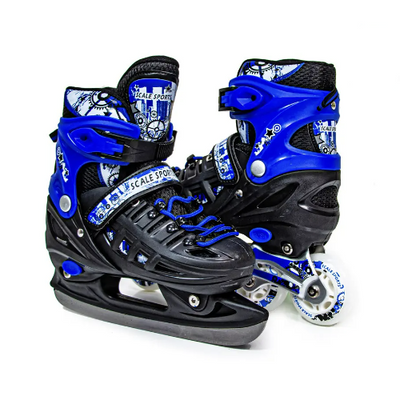 Раздвижные ролики - коньки с комплектом защиты и шлемом 29-33 Scale Sport Синий (2в1) фото 1