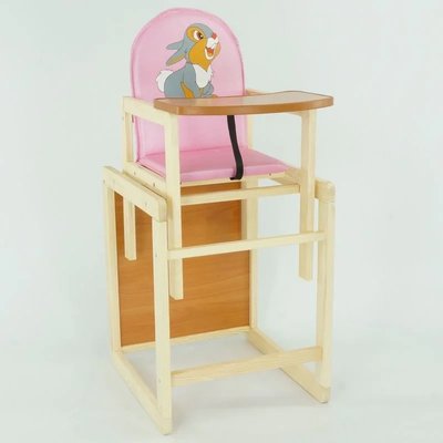 Детский стульчик для кормления - трансформер Мася Серый зайчик розовый фото 1