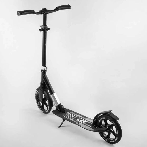 Самокат двоколісний алюмінієвий Best Scooter Big Wheels чорний зі срібним 41629 фото 7