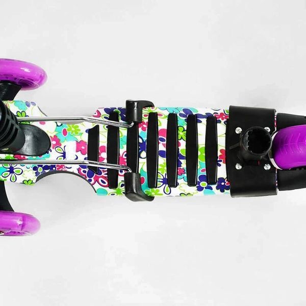 Детский самокат - трансформер 6 в 1 с бортиком и подсветкой Best Scooter боковые колеса фиолетовый фото 5