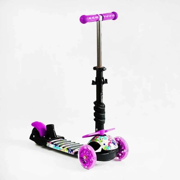 Дитячий самокат - трансформер 6 в 1 з бортиком та підсвічуванням Best Scooter бічні колеса фіолетовий фото 2