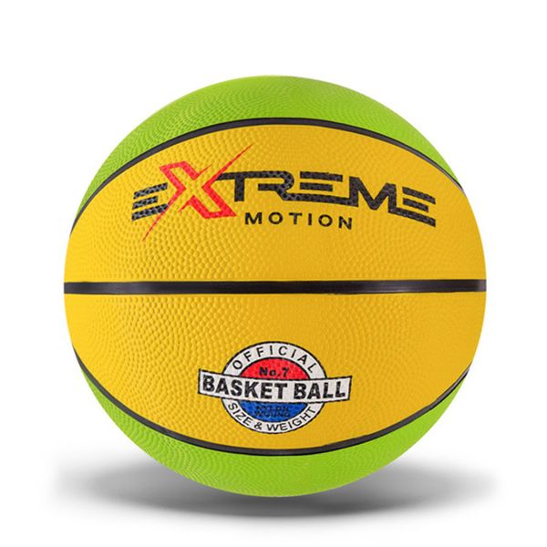 Баскетбольний м'яч №7 Extreme Motion PVC зелено-жовтий BB1485 фото 1