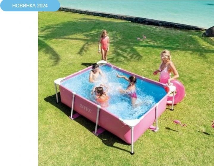 Каркасный прямоугольный бассейн Intex Small Frame 1662 л 220х150х60 см розовый 28266 фото 4