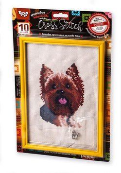 Вышивка крестиком на канве с рамкой Danko Toys Cross Stitch: Щеночек VKB-01-03 фото 1