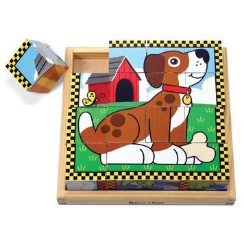 Деревянные кубики на игровой платформе "Домашние животные" Melissa&Doug 16 шт (MD3771) фото 1