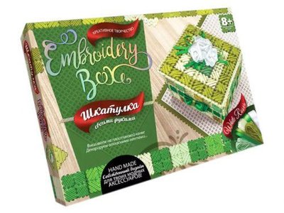 Набор для вышивания Danko Toys Шкатулка Embroidery Box Зеленая геометрика EMB-01-04 фото 1