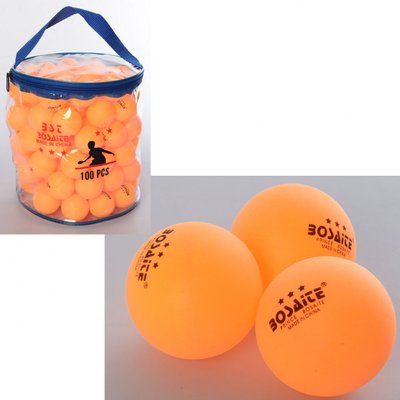 М'ячики для настільного тенісу безшовні діаметр 4см 100 штук у сумці помаранчеві MS 2201 фото 1