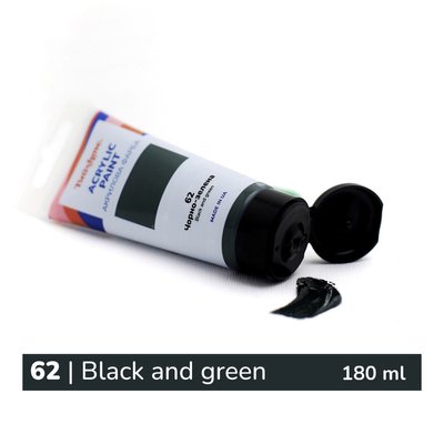 Художня глянсова акрилова фарба BrushMe колір "Чорно-зелена" 180 мл TBA180062 фото 1