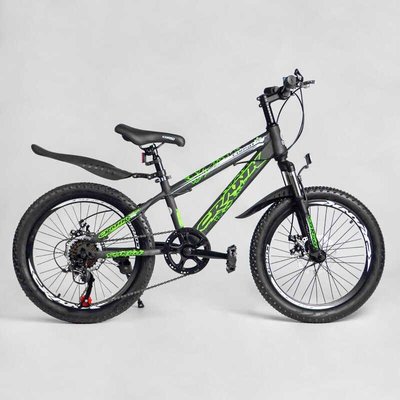 Велосипед підлітковий двоколісний 20" CORSO Crank чорно-зелений CR-20704 фото 1