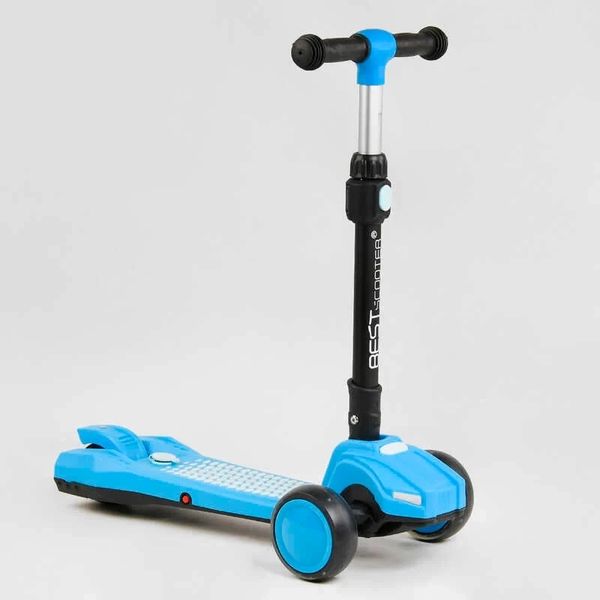 Самокат дитячий триколісний складаний з турбіною звуком та підсвічуванням Best Scooter блакитний LT-10635 фото 3
