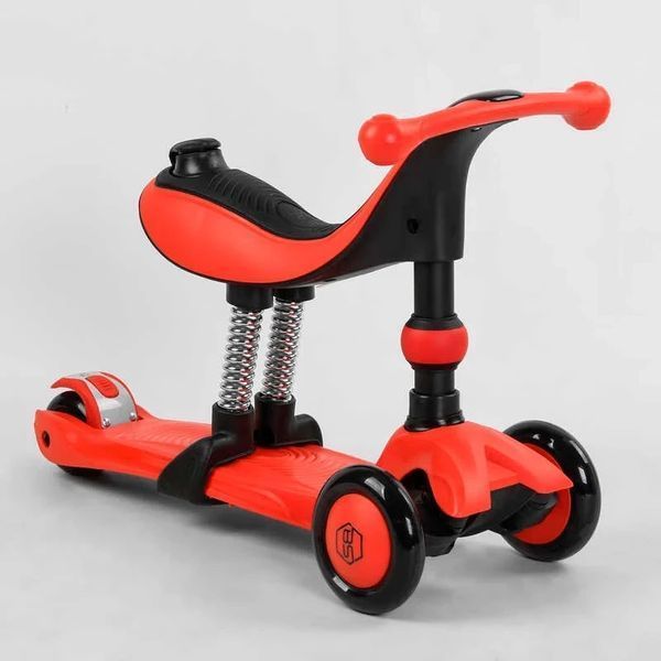 Детский самокат - беговел 3 в 1 с амортизатором и подсветкой Best Scooter красный BS-71899 фото 5