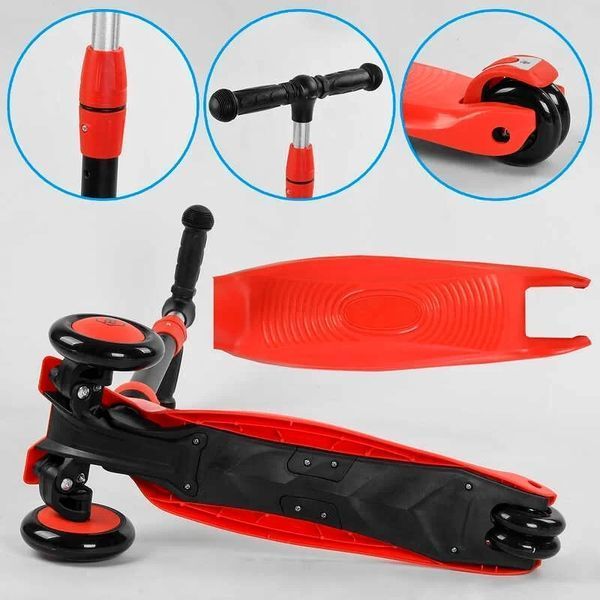 Детский самокат - беговел 3 в 1 с амортизатором и подсветкой Best Scooter красный BS-71899 фото 7