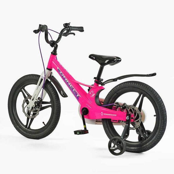 Велосипед дитячий двоколісний 18" CORSO Connect магнієва рама доп колеса на 6-8 років рожевий з фіолетовим MG-18944 фото 3