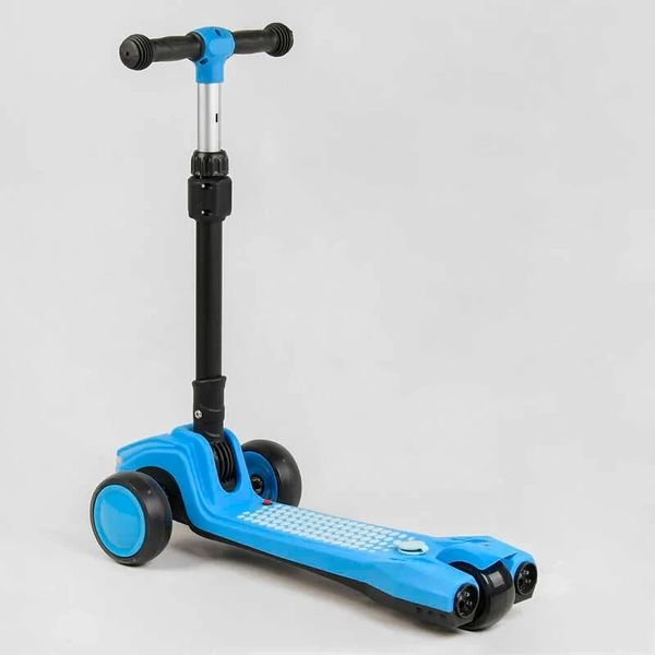 Самокат дитячий триколісний складаний з турбіною звуком та підсвічуванням Best Scooter блакитний LT-10635 фото 5