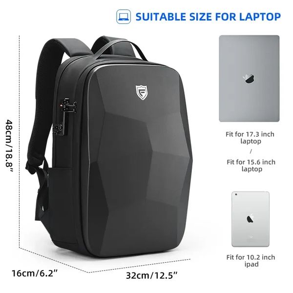 Городской рюкзак для ноутбука 17" Fenruien Сarapace Upgrade Style Dark Carbon 7386 фото 9