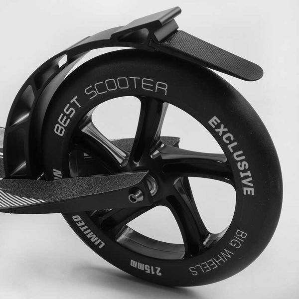 Самокат двухколесный алюминиевый Best Scooter Big Wheels черный с синим 40824 фото 2