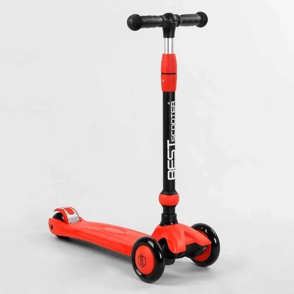 Детский самокат - беговел 3 в 1 с амортизатором и подсветкой Best Scooter красный BS-71899 фото 6