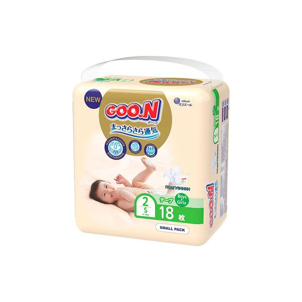 Подгузники GOO.N Premium Soft для детей 4-8 кг (размер 2(S), на липучках, унисекс, 18 шт) фото 2