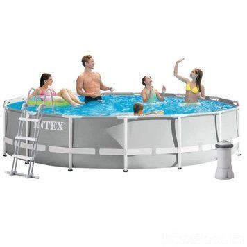 Каркасный круглый бассейн Intex Prism Frame 14614 л 457х107 см лестница, насос-фильтр, подстилка, тент 26724 фото 1
