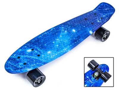 Подростковый пенниборд с принтом и матовыми колесами "Space" Синий цвет фото 1
