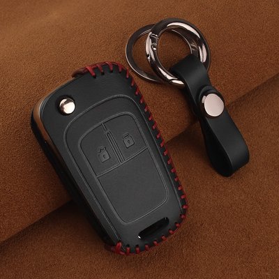 Кожаный чехол для ключа зажигания автомобиля Chevrolet (Шевроле) черный 2 кнопки фото 1