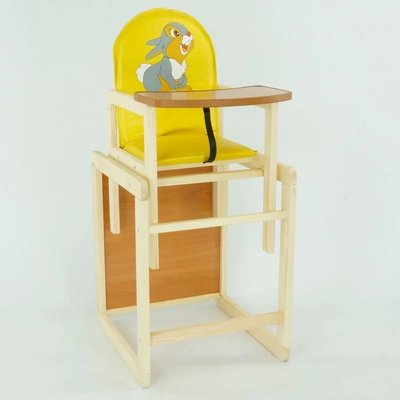 Детский стульчик для кормления - трансформер Мася Серый зайчик желтый фото 1