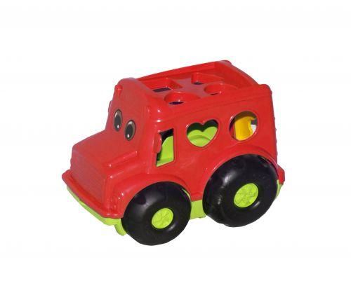 Развивающий детский сортер-автобус Colorplast Бусик №1 с песочным набором красный 0244 фото 1