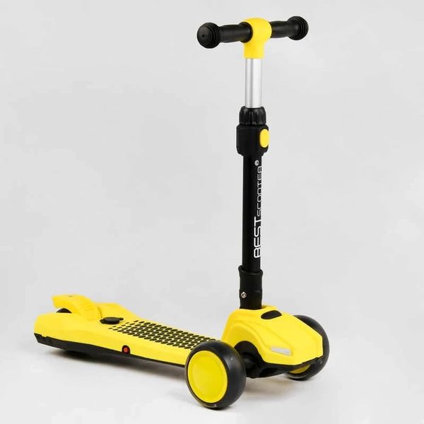Самокат дитячий триколісний складаний з турбіною звуком та підсвічуванням Best Scooter жовтий LT-13968 фото 3