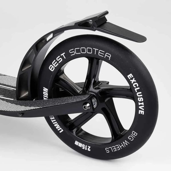 Самокат двухколесный алюминиевый Best Scooter Big Wheels черный с синим 75186 фото 5