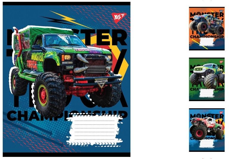 Учебные тетради в клетку на 12 листов 1Вересня Monster truck championship 25шт. 765758 фото 1