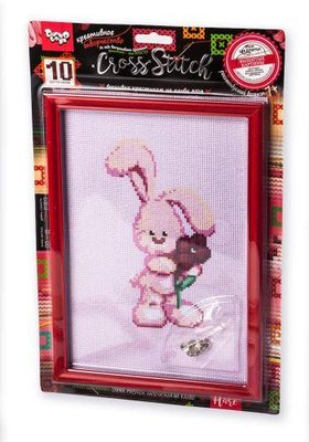 Вышивка крестиком на канве с рамкой Danko Toys Cross Stitch: Кролик VKB-01-05 фото 1