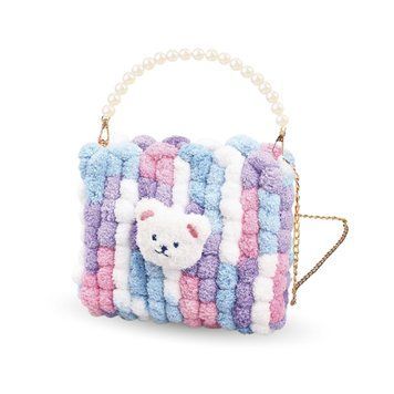Набор для творчества для девочки от 6 лет BrushMe Pom Pom Bag &laquo;Фиолетовый медвежонок&raquo; квадратный фото 1
