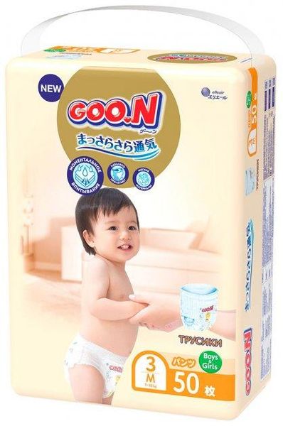 Трусики-подгузники GOO.N Premium Soft для детей 7-12 кг (размер 3(M), унисекс, 50 шт) фото 2
